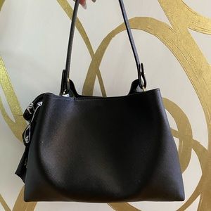 Black small leather tote purse